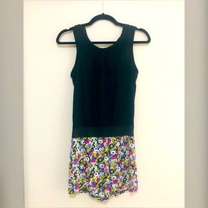 Black and floral romper